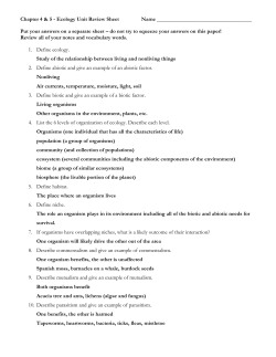 Ecology Unit Review Sheet