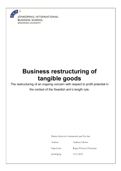 Business restructuring of tangible goods