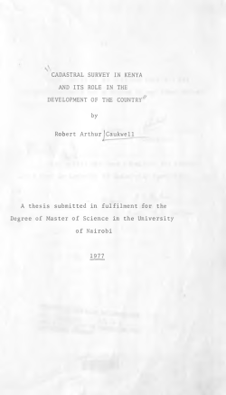 Cadastral Survey In Kenya And Its Role In The