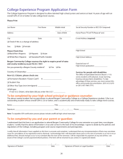 College Experience Program Application Form
