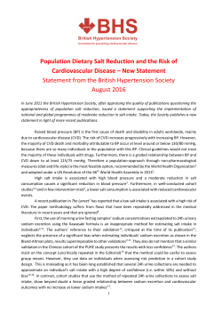 Population Dietary Salt Reduction and the Risk of Cardiovascular