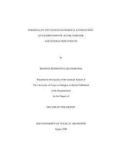 PERSONALITY INFLUENCES ON MARITAL SATISFACTION: AN