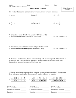 Direct/Inverse Variation Tell whether the equation represents direct