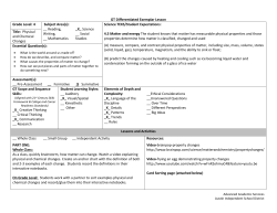 GT Differentiated Exemplar Lesson Grade Level: 4 Subject Area(s
