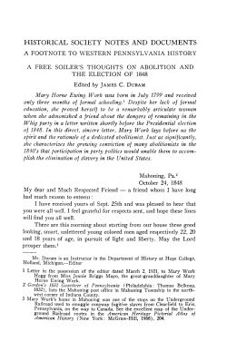 HISTORICAL SOCIETY NOTES AND DOCUMENTS