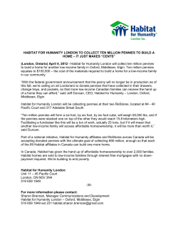 Habitat for Humanity London to Collect Ten Million Pennies to Build