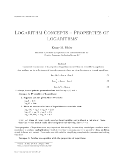 Logarithm Concepts Properties of Logarithms