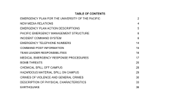 table of contents emergency plan for the university of the pacific 2