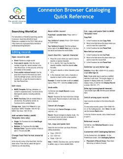 Connexion Browser Cataloging Quick Reference