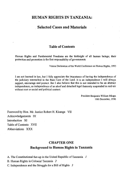 HUMAN RIGHTS IN TANZANIA: Selected Cases and Materials