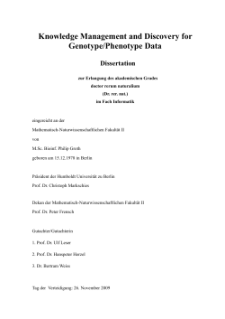 Knowledge Mamagement and Discorvery for Genotype/Phenotype