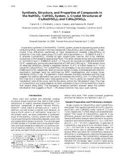 Synthesis, Structure, and Properties of Compounds in the NaHSO4