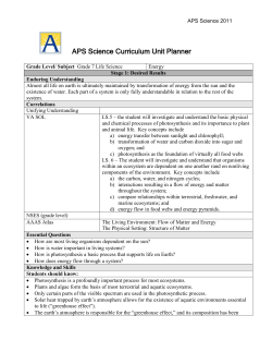 APS Science Curriculum Unit Planner