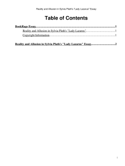 Reality and Allusion in Sylvia Plath`s "Lady Lazarus" Essay