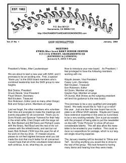 SAW NEWSLETTER EST. 1982