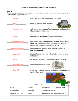 Rocks, Minerals and Erosion Review