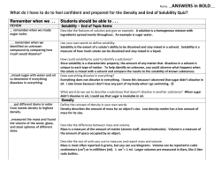 Density and End of Solubility Quiz