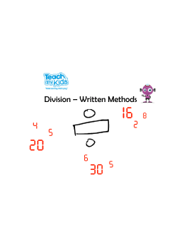 Division Division &ndash; Written Methods ritten Methods