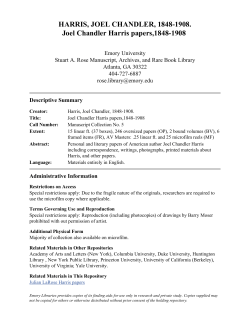 HARRIS, JOEL CHANDLER, 1848-1908. Joel Chandler Harris