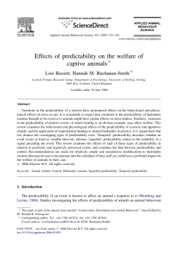 Effects of predictability on the welfare of captive animals&sect;