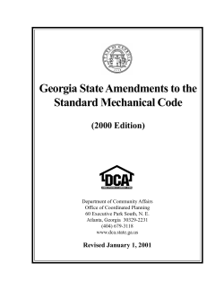 Georgia State Amendments to the Standard Mechanical Code