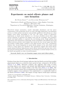 Experiments on metal&ndash;silicate plumes and core formation