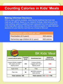 Counting Calories in Kids` Meals