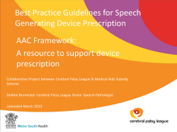 Best Practice Guidelines for Speech Generating Device Prescription