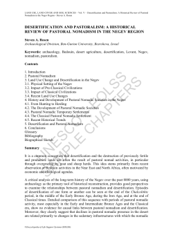 Desertification and Pastoralism: A Historical Review of