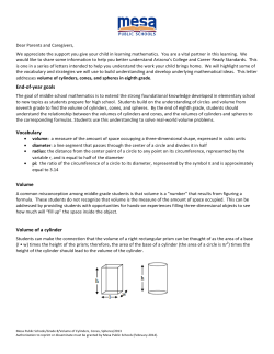 End-‐of-‐year goals Vocabulary Volume Volume of a cylinder