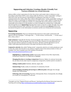 Signposting and Cohesion: Creating a Reader