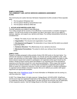 SAMPLE QUESTIONS: THE COMMUNITY AND