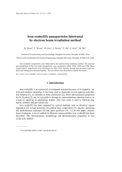Iron oxide(III) nanoparticles fabricated by electron beam irradiation