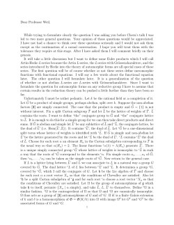 Dear Professor Weil, While trying to formulate clearly the question I