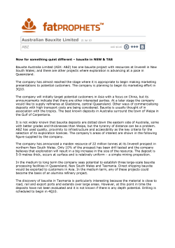 Fat Prophets Report - Australian Bauxite