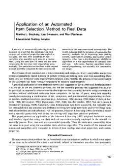 Application of an Automated Item Selection Method to Real Data
