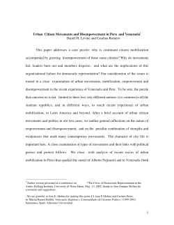1 Urban Citizen Movements and Disempowerment in Peru and