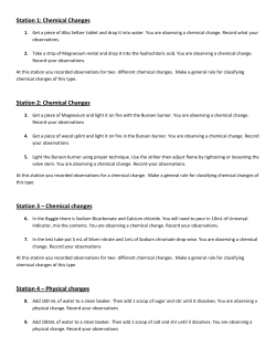 Station 1: Chemical Changes Station 2: Chemical Changes Station