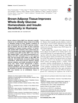 Brown Adipose Tissue Improves Whole-Body Glucose
