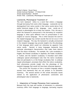 Loanwords, Phonological Treatment
