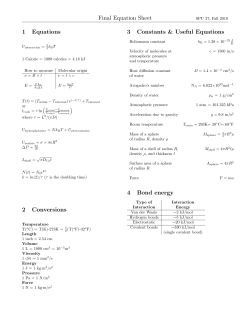 Equation Sheet - Michael Thomas Petralia