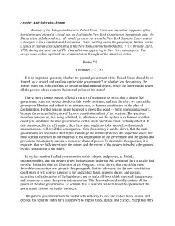 Another Anti-federalist view: Brutus No. VI