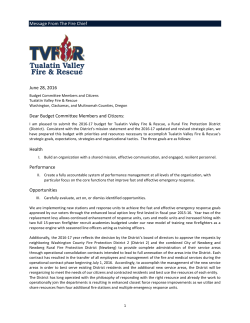 Message from Fire Chief / District Overview