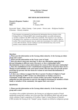 Nepal &ndash; Ethnic Gurung &ndash; Caste system &ndash; Newar caste &ndash; Religious