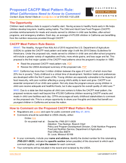 Proposed CACFP Meal Pattern Rule: