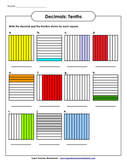 Decimals: Tenths - Super Teacher Worksheets