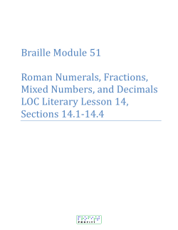 Braille Module 51 Roman Numerals, Fractions, Mixed Numbers, and