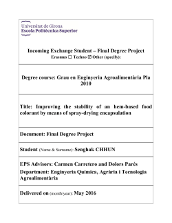 Incoming Exchange Student &ndash; Final Degree Project Degree course