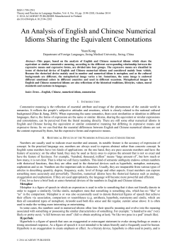 An Analysis of English and Chinese Numerical Idioms Sharing the