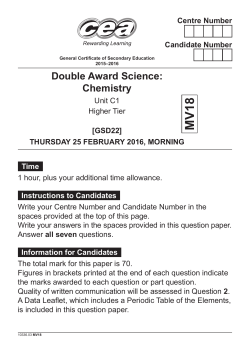 Higher Tier, Unit C1: Chemistry